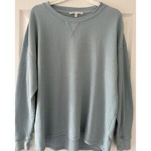 Seven Sweatshirt Women Casual Crewneck Long Sleeve relaxed Top smoky blue size L